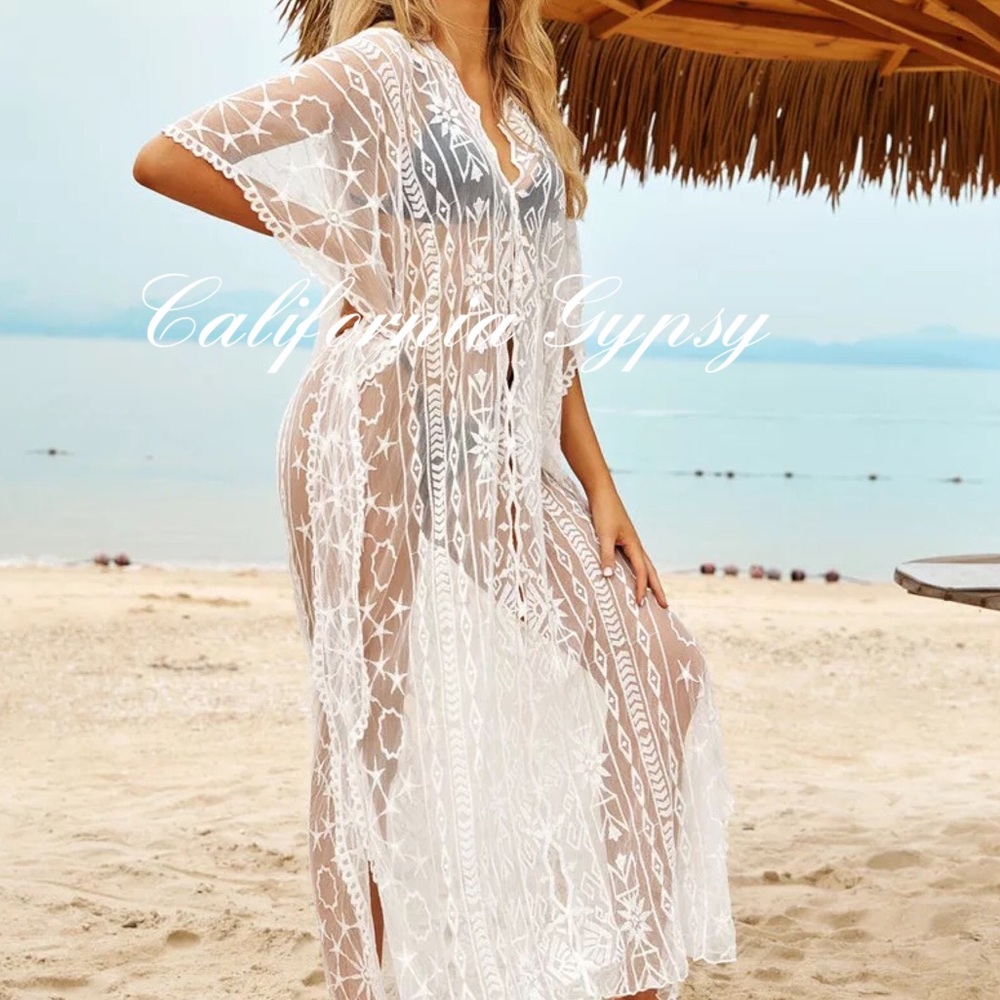 Kaftan Vintage Lace Bohemian Gypsy Coverup - Picture 9 of 12